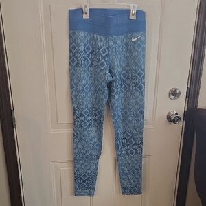 Nike  Blue Patterned Leggings Size Large